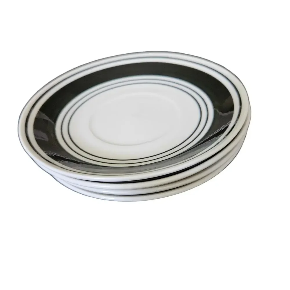 Mainstays Home Black & White Striped Saucer Plates Set of 4 Replacement